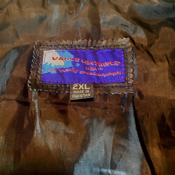 Vance Leathers USA leather black and purple fringe studded vest retro size 2XL - Picture 11 of 11